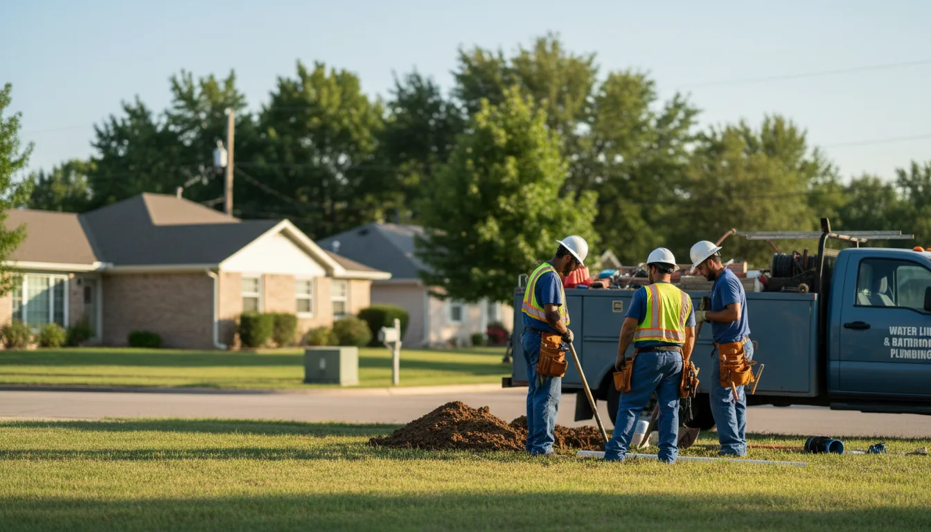 Residential water line and bathroom plumbing service in Hendrix, OK